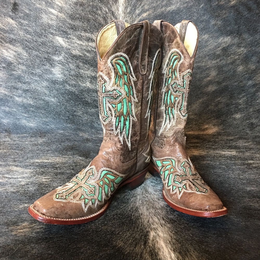 Women’s Ferrini Cross Cowboy Boots Turquoise